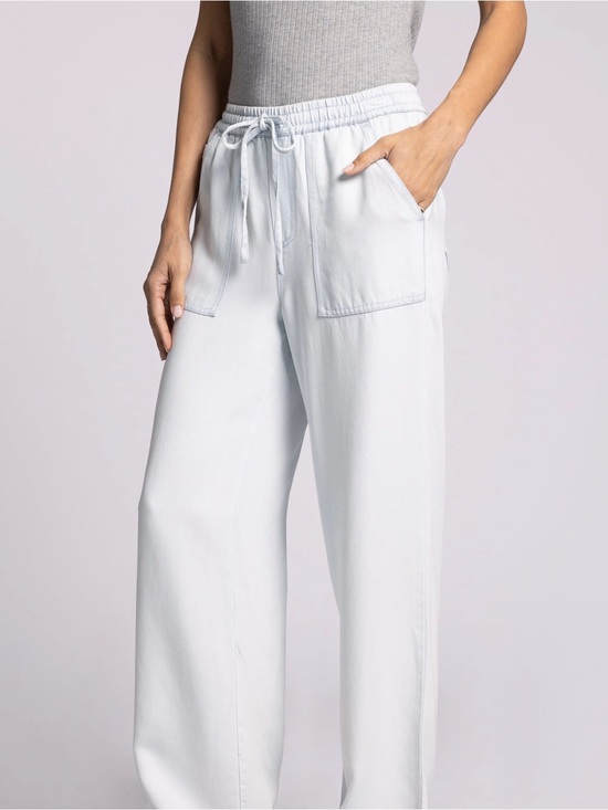 Thread & Supply Pants - Thread & Supply Light White Wide-Leg Drawstring Pants Lyocell Sz XL